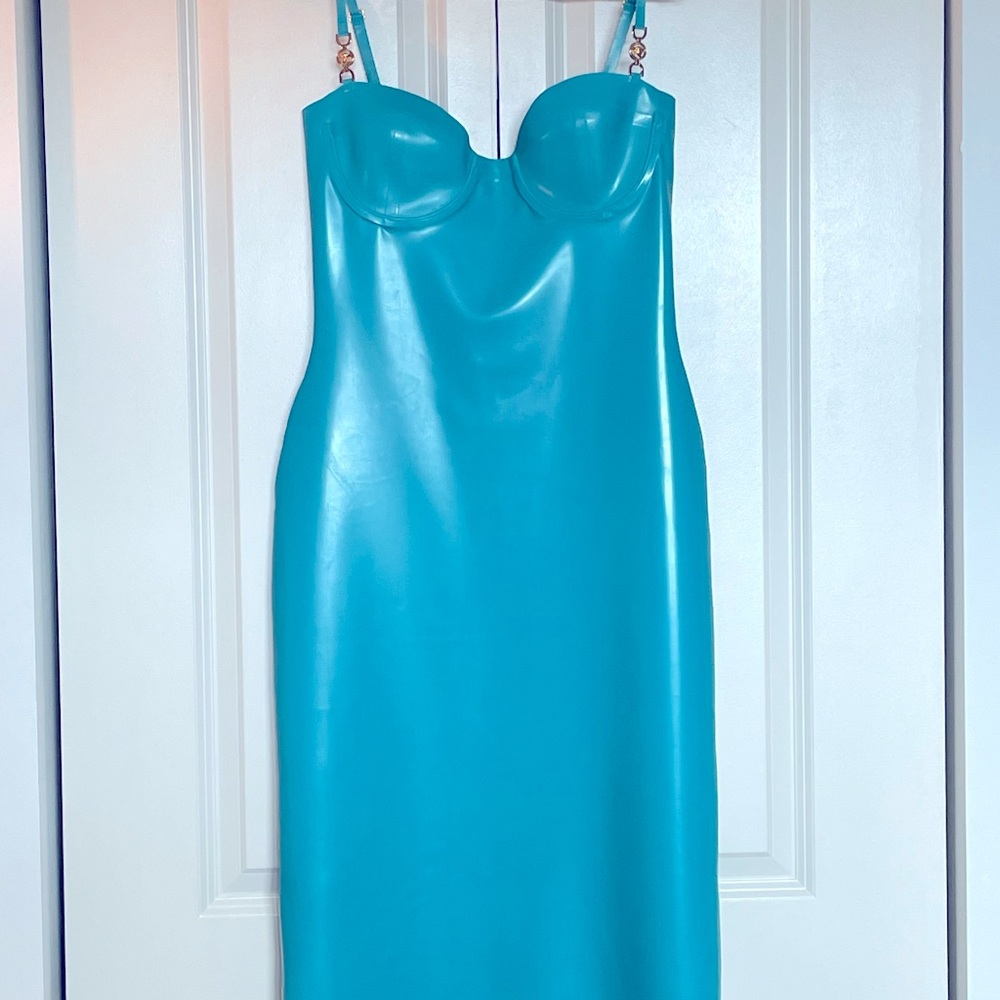 Authentic Versace Latex Body-Con Midi Dress